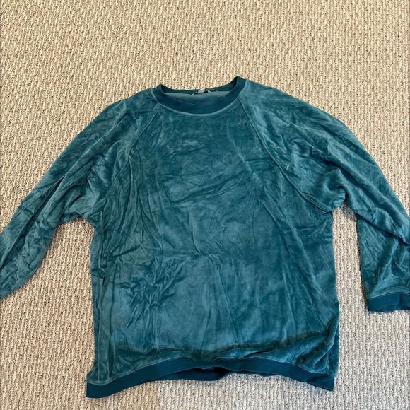 AERIE/TEAL VELOUR CREWNECK/SIZE MEDIUM - Picture 1 of 1